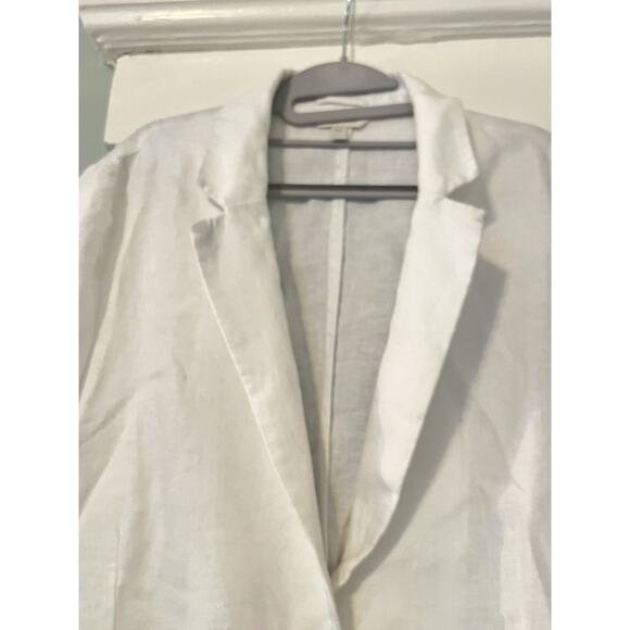 Garnet Hill White Linen Blazer Jacket •L• Button Beach Summer EXC - Picture 6 of 11
